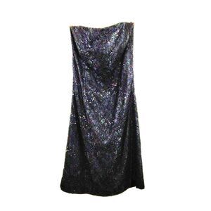 White House Black Market Black Sequin Strapless Cocktail Dress Lace Party